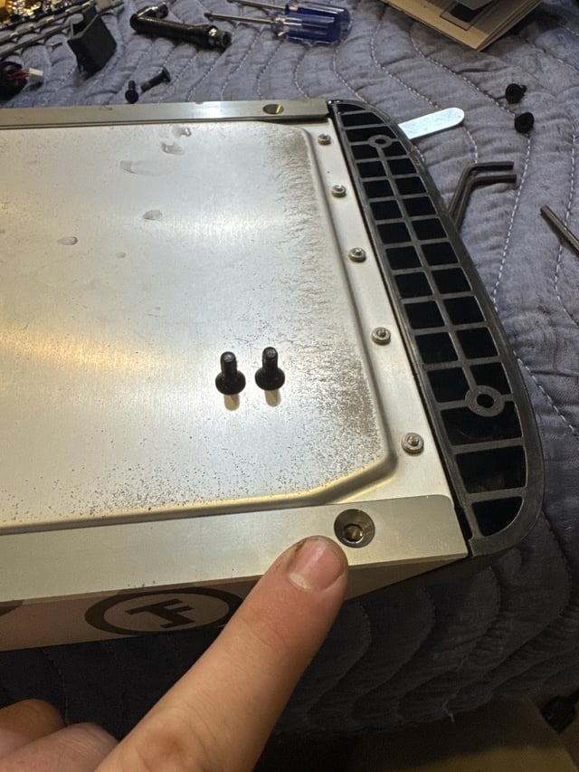 Accidentally switched rear footpad screws. Thoughts on battery pack damage?