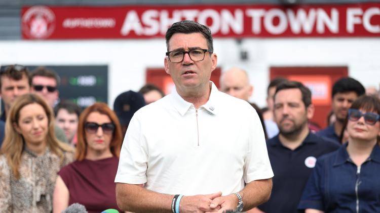 Andy Burnham gives a speech after winning the Makerfield by-election