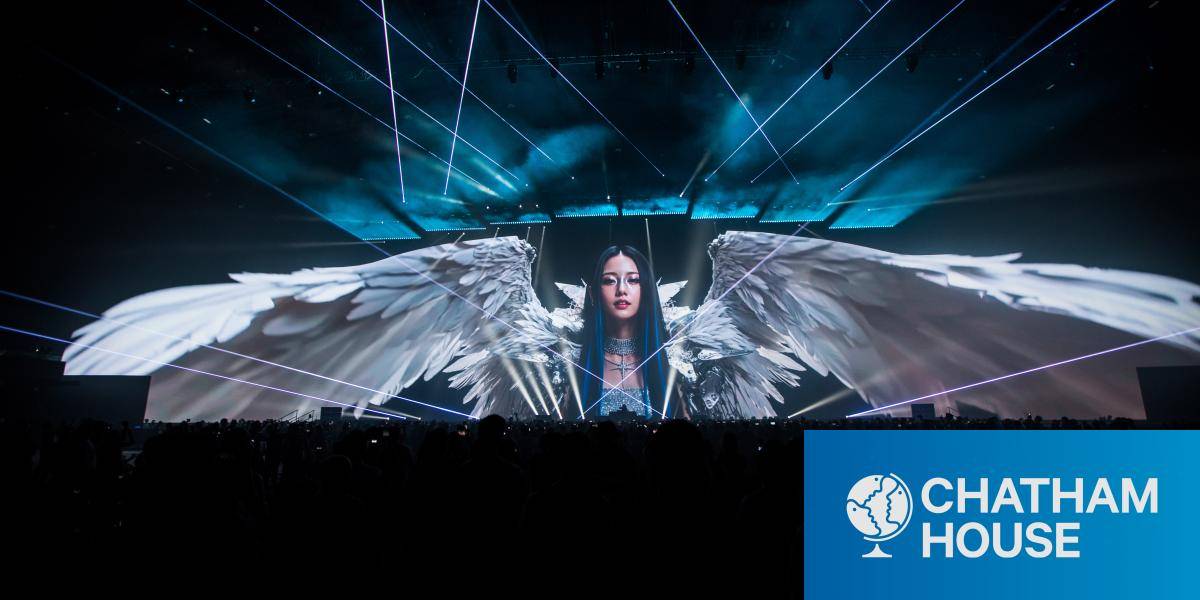 Digital virtual idol Yuri performs alongside embodied intelligent humanoid robots, bionic humans, and human singers in an AI concert on 11 September 2026 in Shanghai, China. 