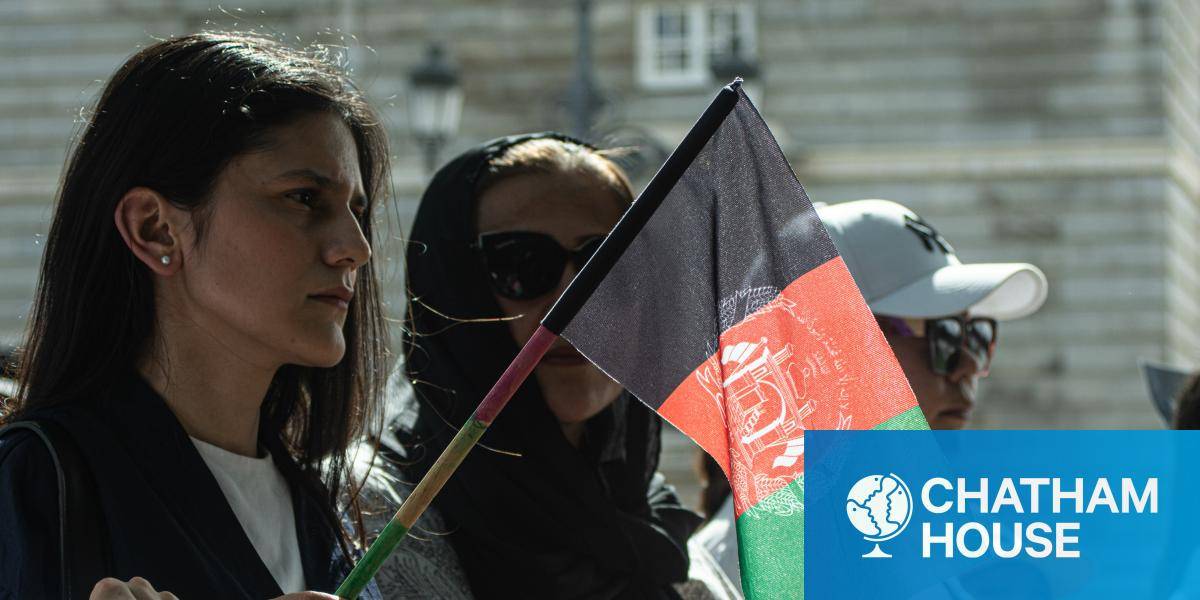 Demonstrators at a rally in support of Afghan women and girls in Madrid.