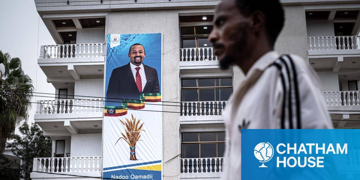 An election poster for Prime Minister Abiy Ahmed