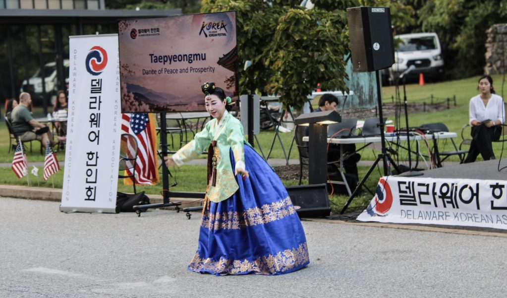 A traditional Korean dancer performs the Taepyeongmu, or the "Great Peace Dance."