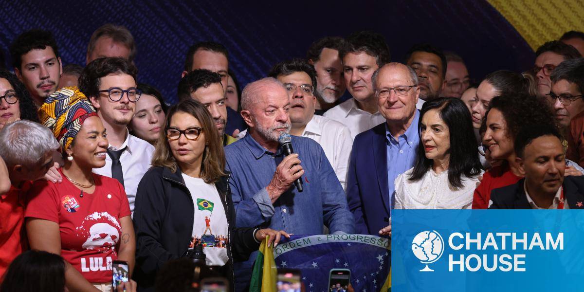 President Lula, surrounded by supporters, gives a speech celebrating the result of the general election at Hotel Intercontinental on 25 October 2026 in Sao Paulo, Brazil.
