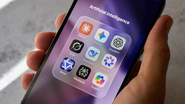 Phone screen showing AI app icons