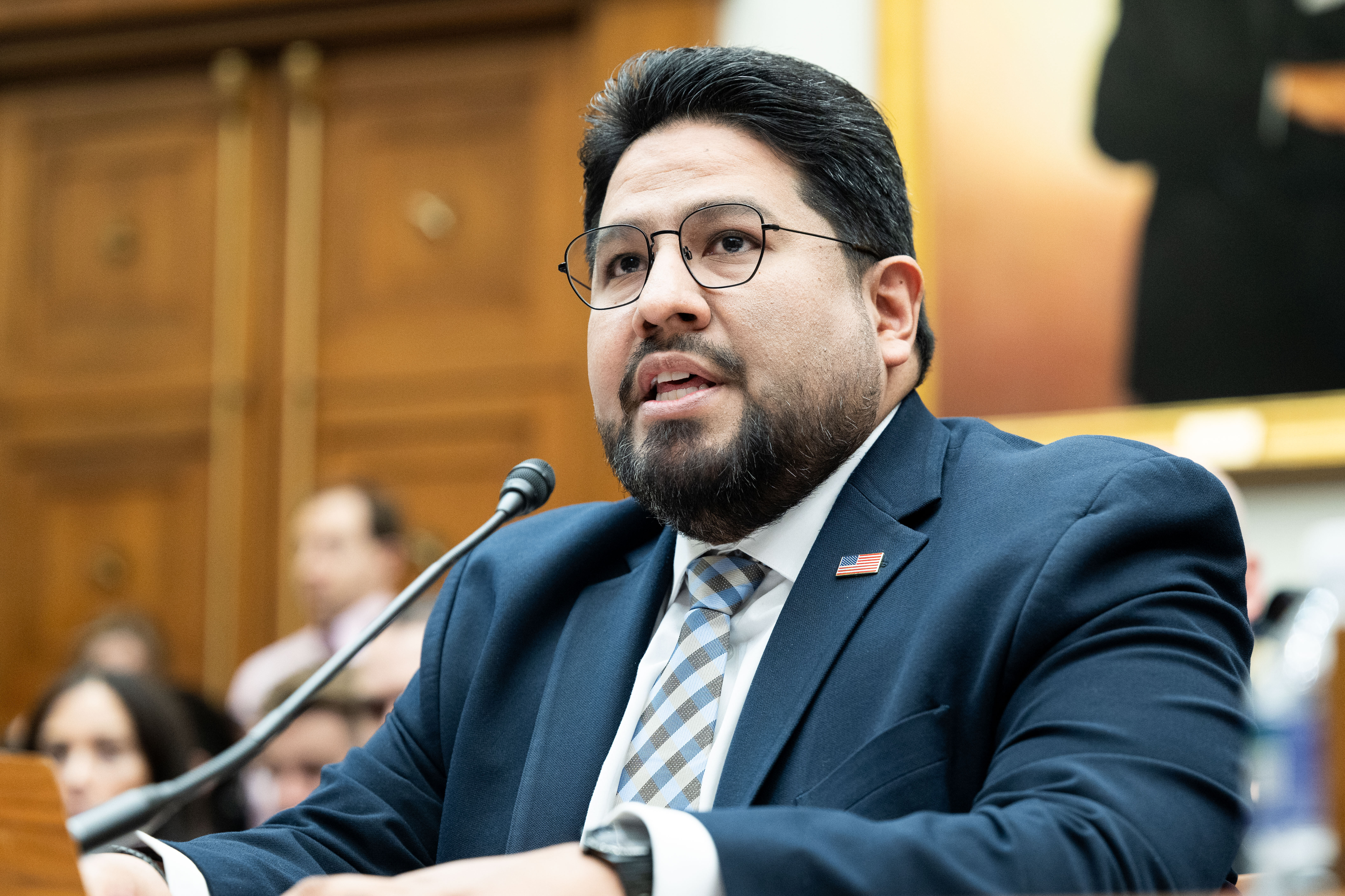 Joseph Humire, Performing the Duties of Assistant Secretary of Defense for Homeland Defense and Americas Security Affairs, Office of the Secretary of Defense, speaking at a hearing of the House Armed Services Committee at the U.S. Capitol in Washington, D.C. (Photo by Michael Brochstein/Sipa USA)(Sipa via AP Images)