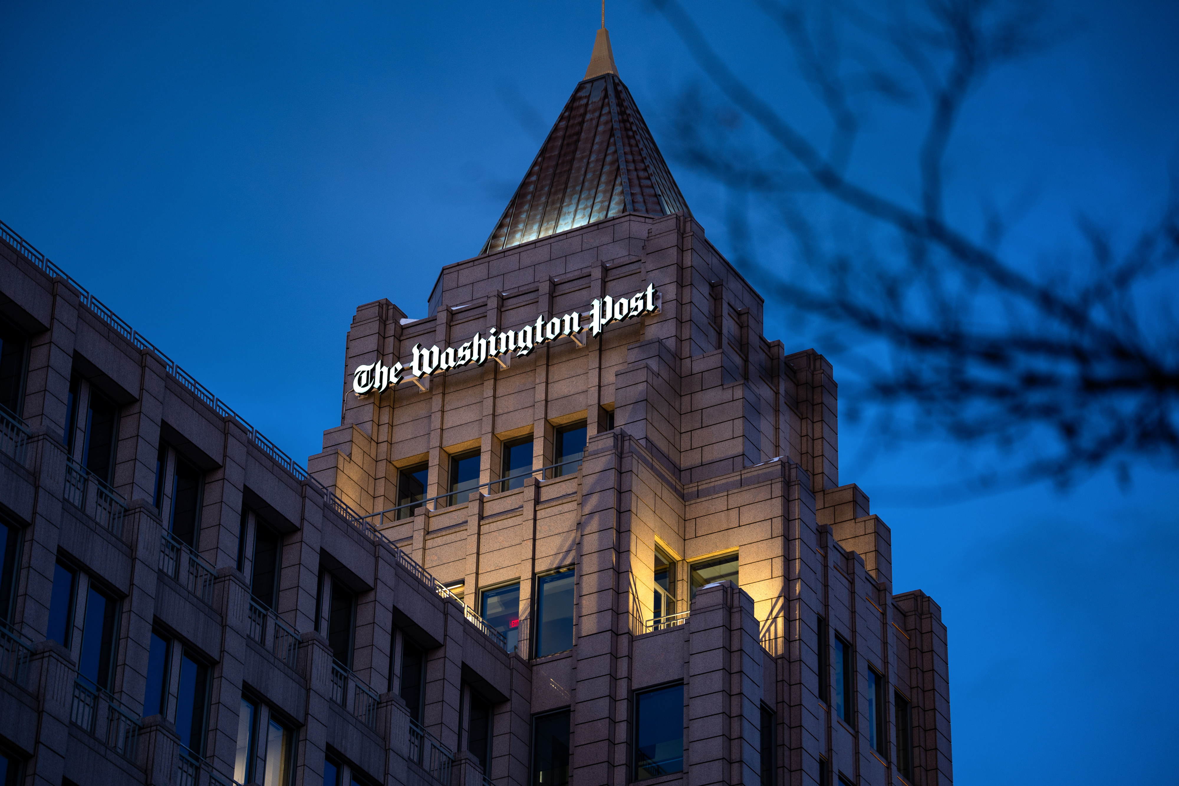 The Washington Post headquarters in Washington, DC, US, on Tuesday, Jan. 27, 2026. The Washington Post is reportedly poised to make deep staffing cuts, marking the latest retrenchment by the Jeff Bezos-owned newspaper. Photographer: Kent Nishimura/Bloomberg via Getty Images