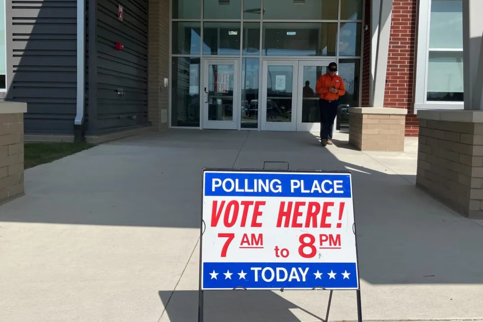 A voter walks in the Sussex Central High School polling precinct on Sept. 10, 2024, for the primary election.