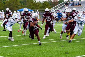 Hodgson running back, Keytwan Sabur, finds a gap and takes advantage of the running room on the Silver Eagles' first drive of the game.
