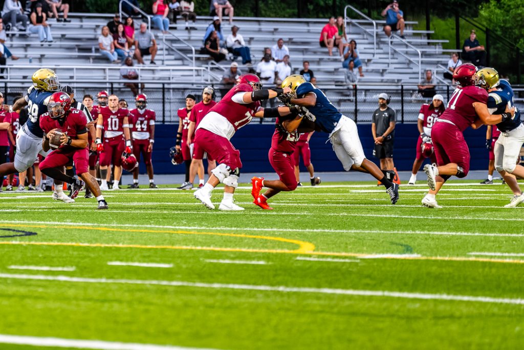 A picture of Salesianum's preseason scrimmages against St. Joseph's Prepatory School. Photo Credit: Dave Reeder.