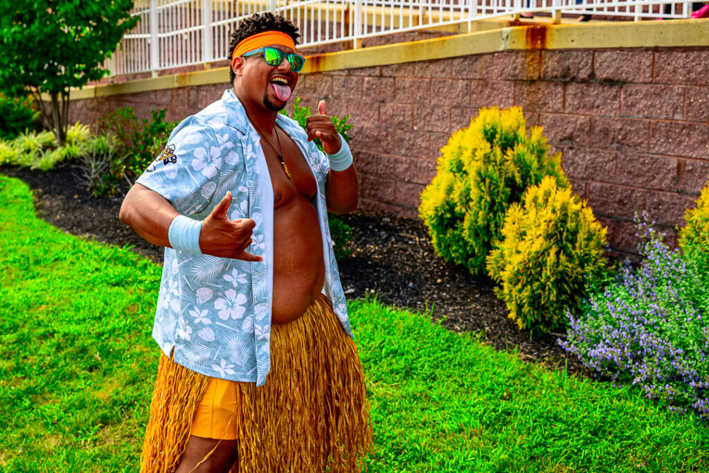 A member of the Hulagans poses for a picture while out in the plaza interacting with fans. Photo Credit: Dave Reeder.