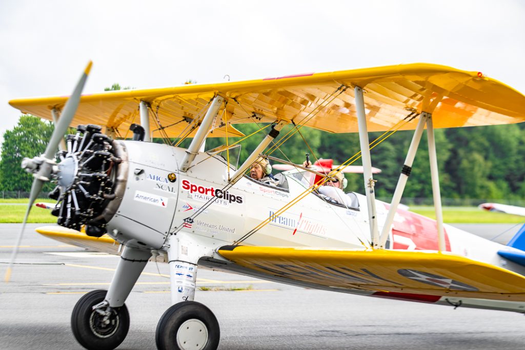 US Army Corporal Basil Wisner (age 91) sits in the front cockpit ready to take off.