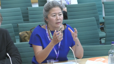 Chatham House's Ana Yang speaking at a UK Parliament committee