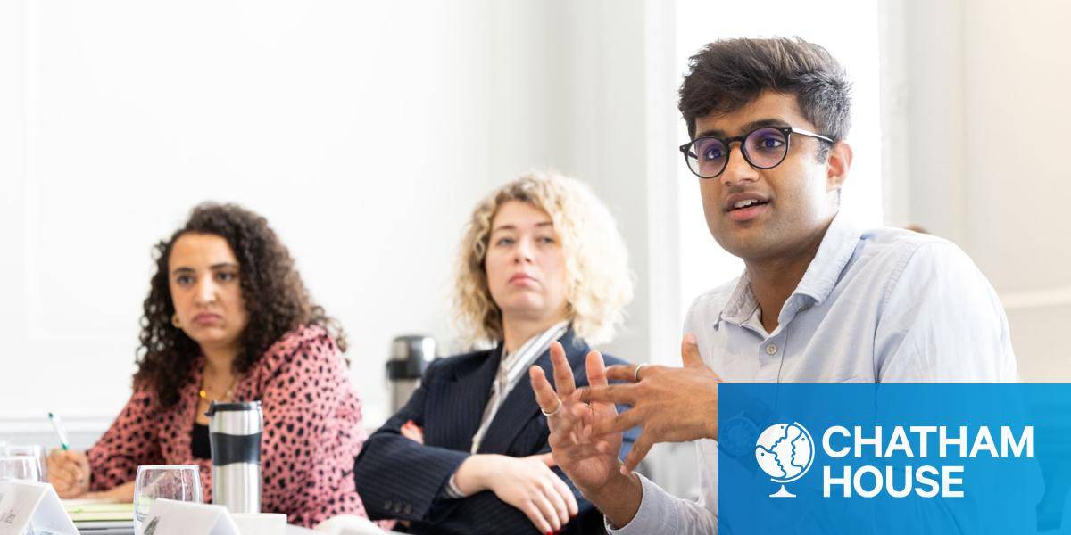 A group of participants in the Leadership Masterclass Programme join one of the weekly sessions at Chatham House