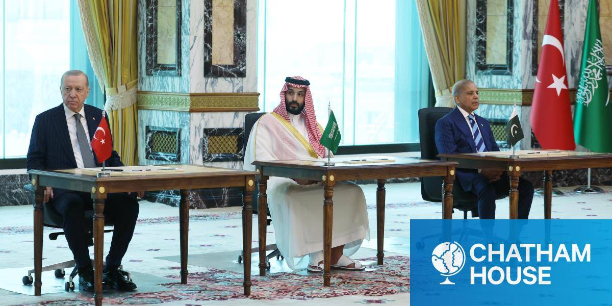 Turkish President Recep Tayyip Erdogan, Saudi Crown Prince Mohammed bin Salman, and Pakistani Prime Minister Shehbaz Sharif sign a trilateral defence agreement in Mecca, Saudi Arabia