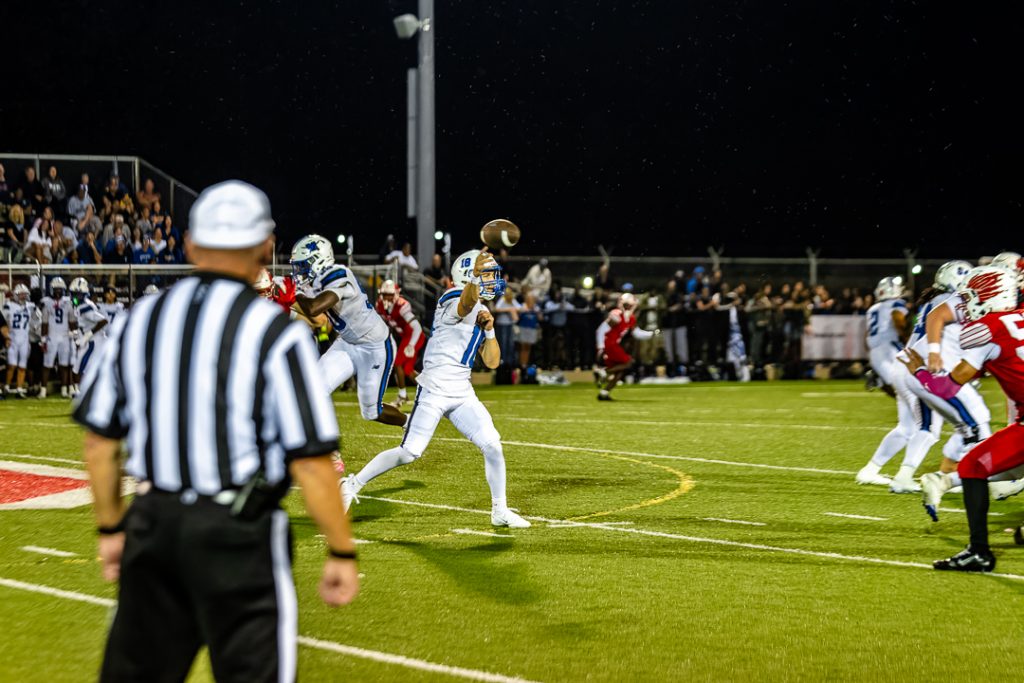 McCaffery finds an open receiver and fires, moving Middletown down the field.