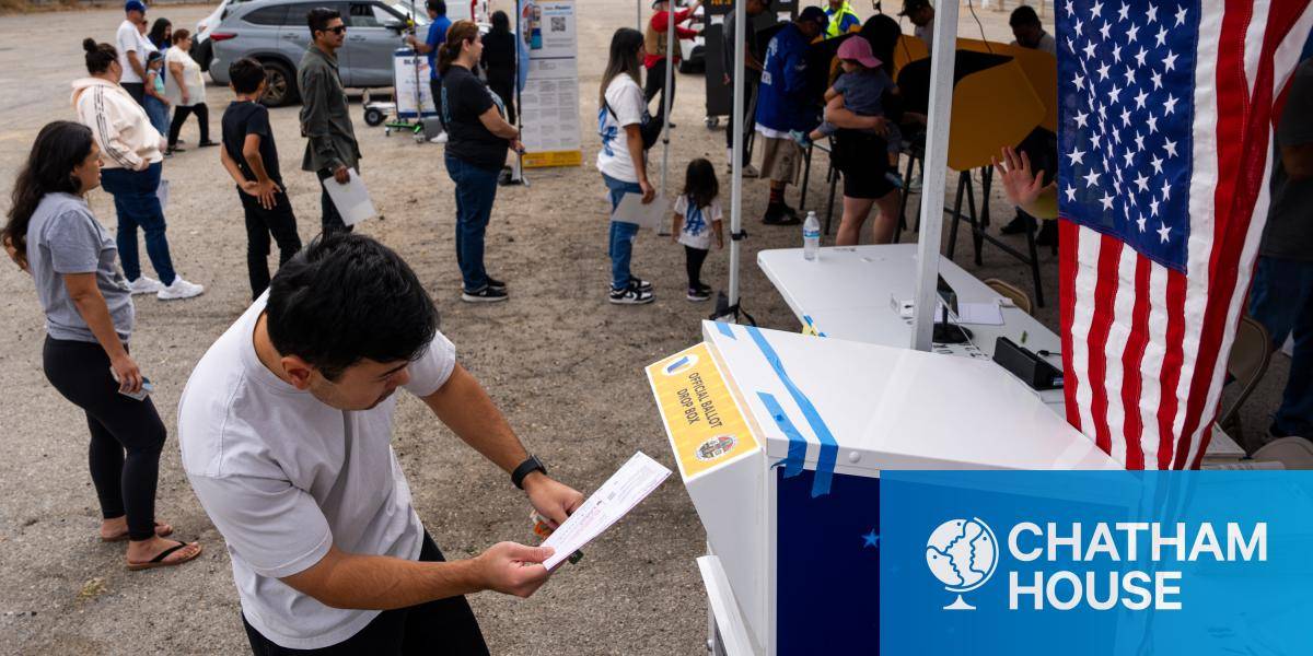 a man casts a ballot in the 2024 US presidential elections