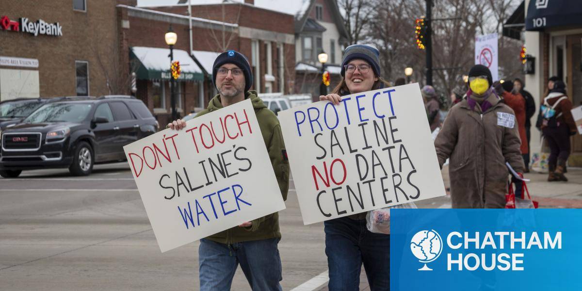Protesters against a data centre in Michigan