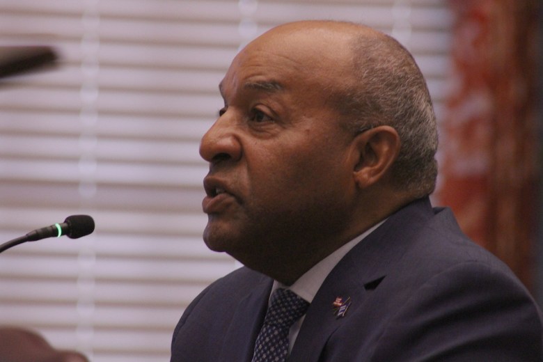 William Ashe Jr., the vice president of the ILA, testifies before the Senate Executive Committee on Jan. 31, 2025.