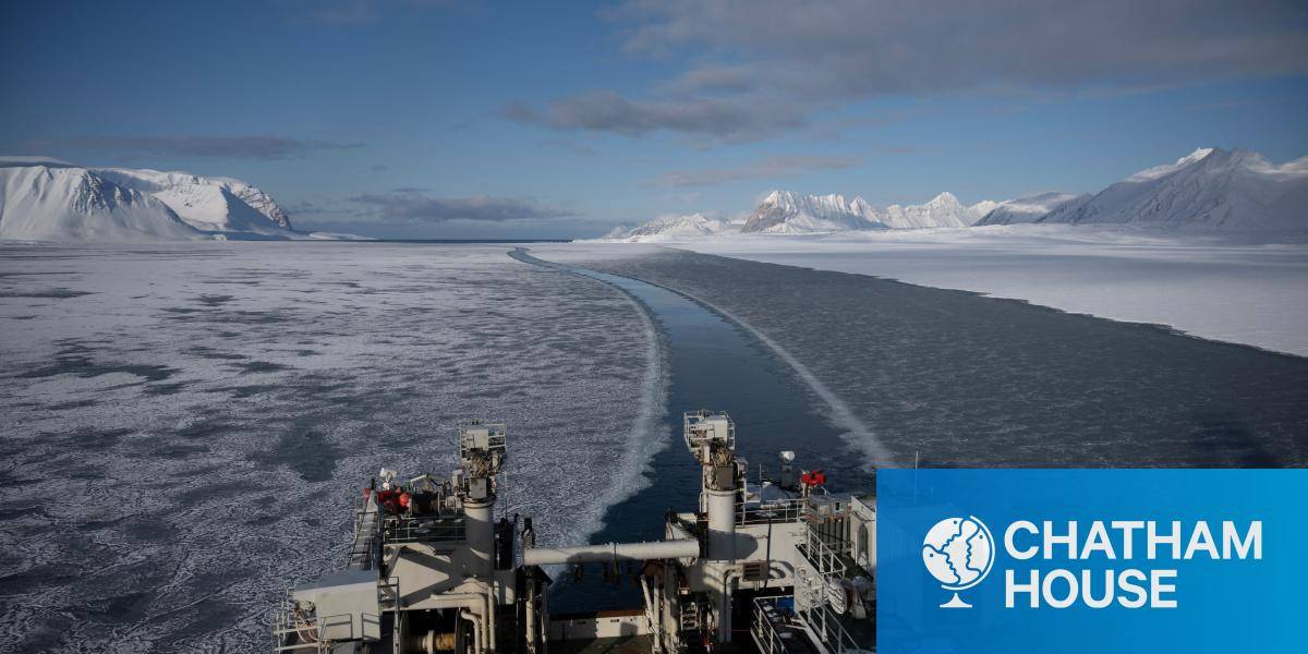 The icebreaker research vessel Kronprins Haakon sails through the sea ice, in eastern Spitzbergen, in the Svalbard archipelago.