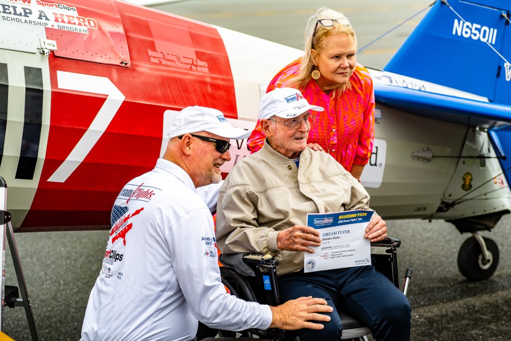 Lt. Col. Slater received a hat and certificate from Dream Flights after participating in the event.