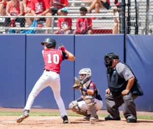 No. 10 Charles Puit at bat during Naamans Little League's game against Berlin Little League from Maryland. Photo Courtesy of Little League Baseball and Softball.