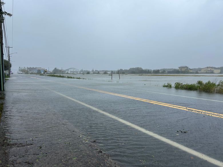 A roadway in Lewes under water after a September 2026 nor'easter