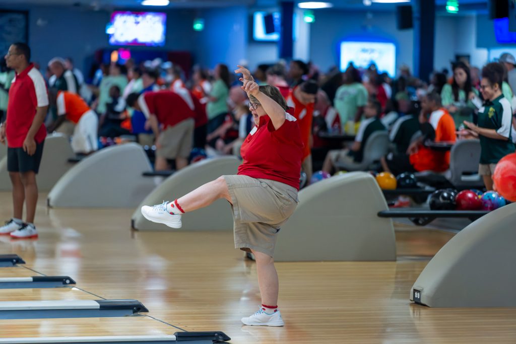 A member of the Sussex Riptide celebrates an impressive bowl.