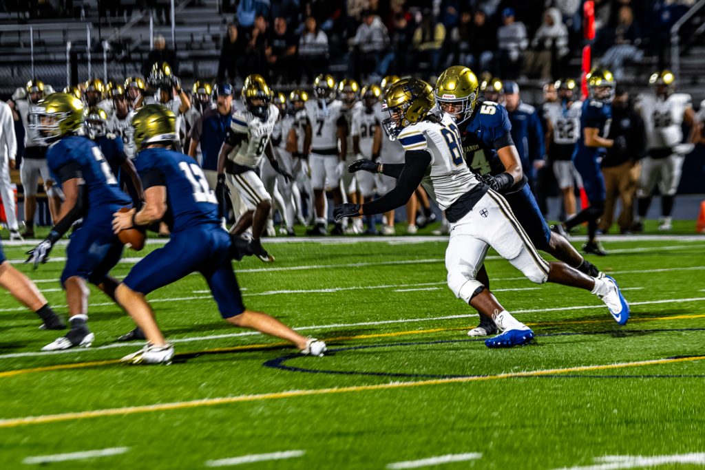 Nabb moves around in the pocket avoiding a sack late in the game. The Sals ended up losing the game, 28-10.