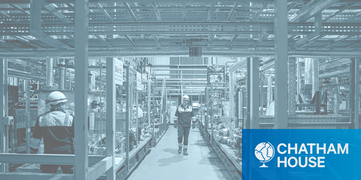 Personnel at work in the new Lithium Hydroxide Demonstration Plant in St Austell, England on 11 November 2024.