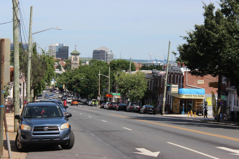 Wilmington's skyline is seen from Fourth Street in Wilmington, Delaware's Hilltop neighborhood in July 2024.