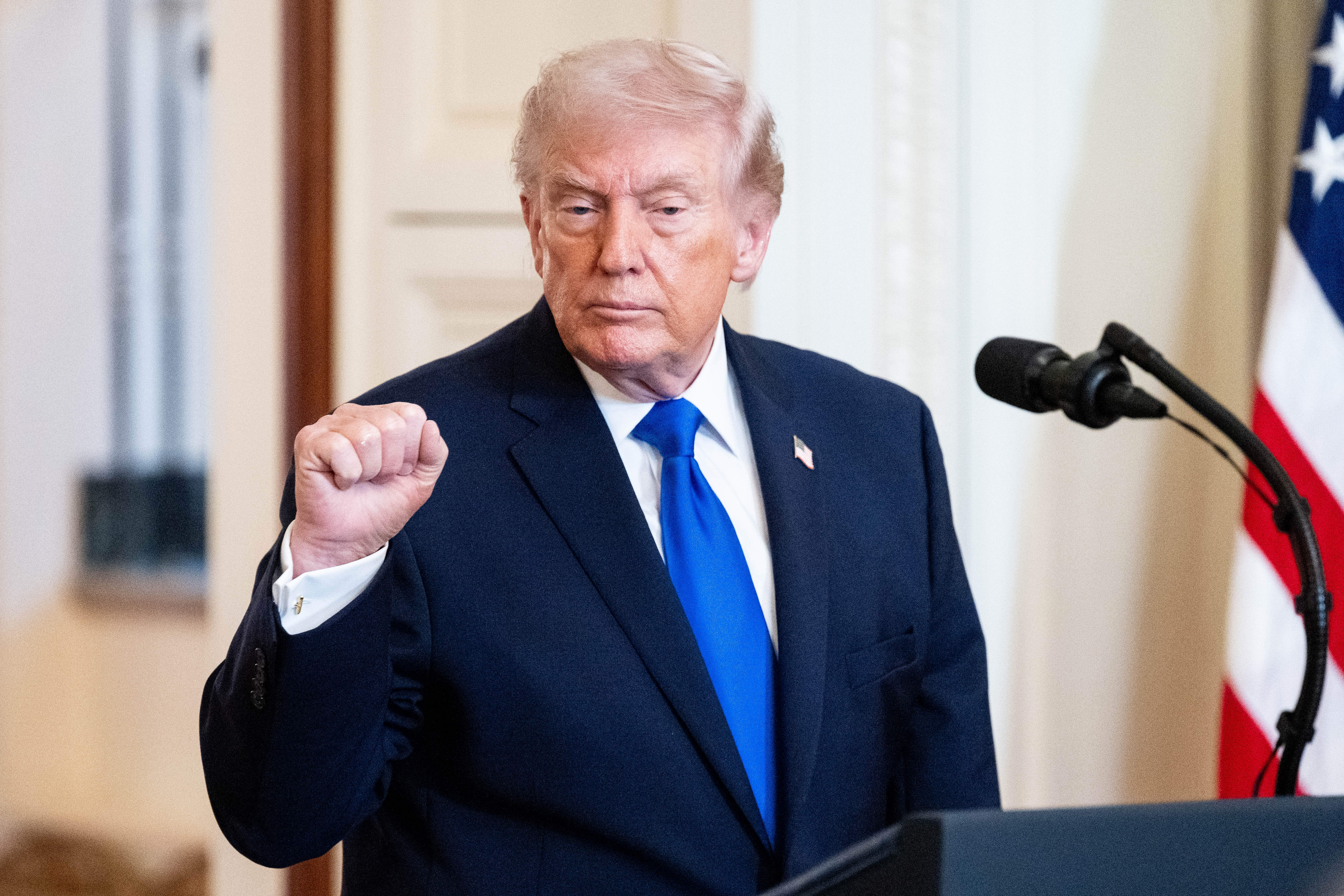 President Donald Trump speaking at an Angel Families Remembrance Ceremony in the East Room of the White House in Washington, D.C. (Photo by Michael Brochstein/Sipa USA)(Sipa via AP Images)
