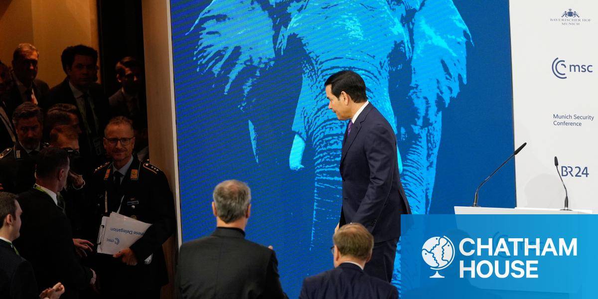 US Secretary of State Marco Rubio leaves after speaking at the conference on 14 February. (Photo by Alex Brandon / POOL / AFP via Getty Images)