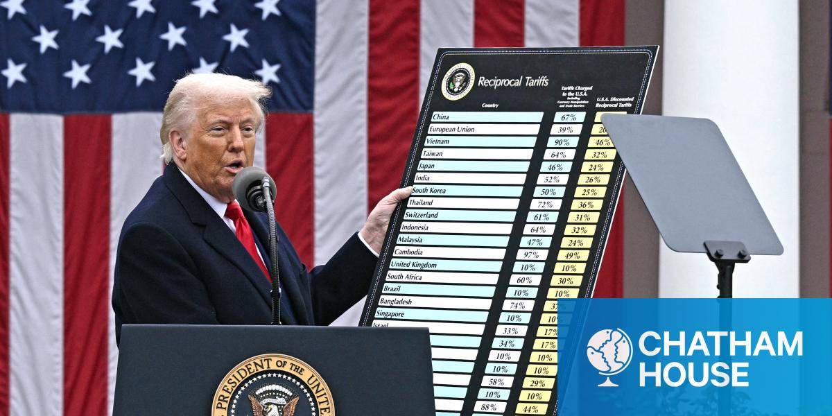 US President Donald Trump delivers remarks on reciprocal tariffs during an event in the Rose Garden at the White House.