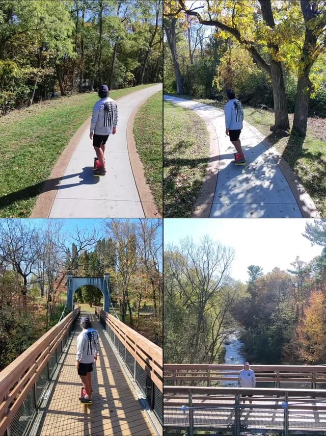 Onewheeling at Glen Falls Park,River Falls Sconnie
