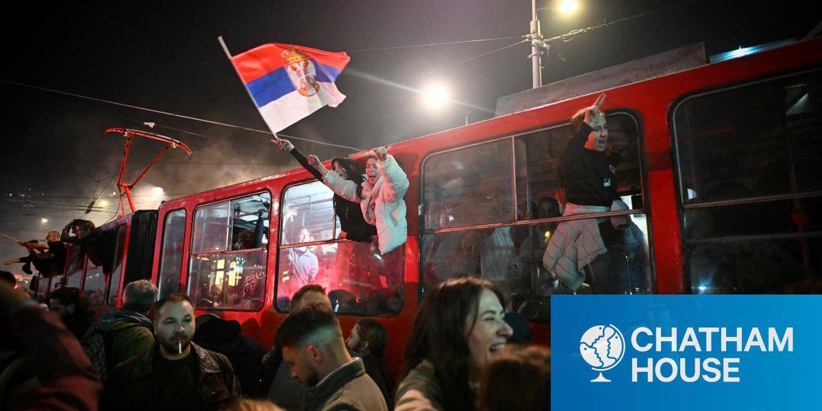 Students' List supporters celebrate victory in Belgrade, Serbia.