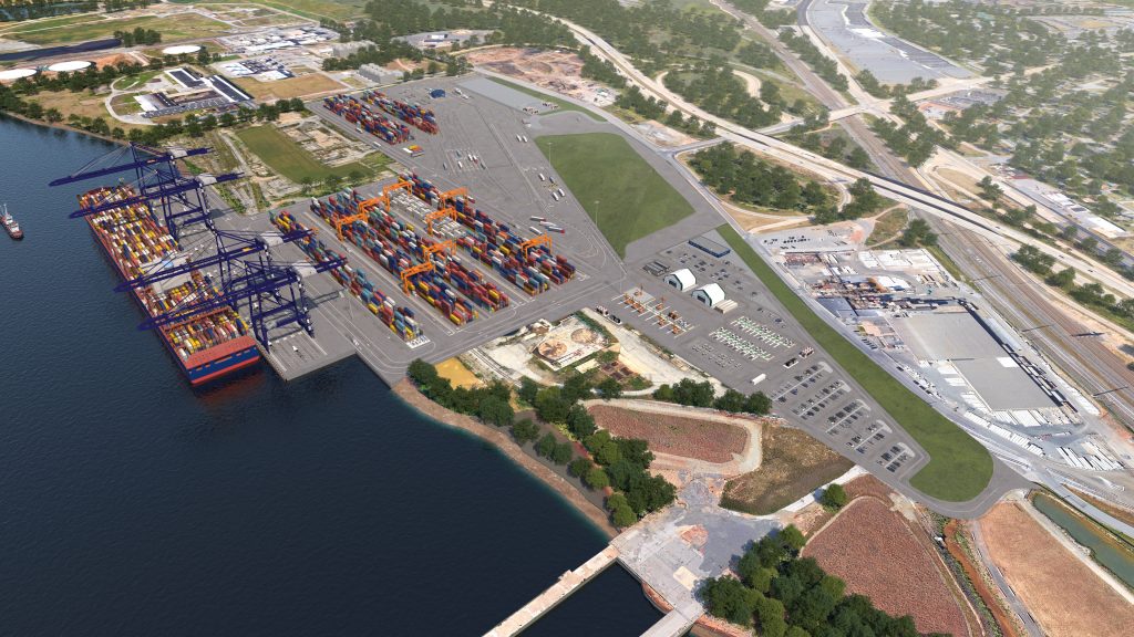 A project rendering of what the completed Delaware Container Terminal project may resemble. Photo Credit: Enstructure