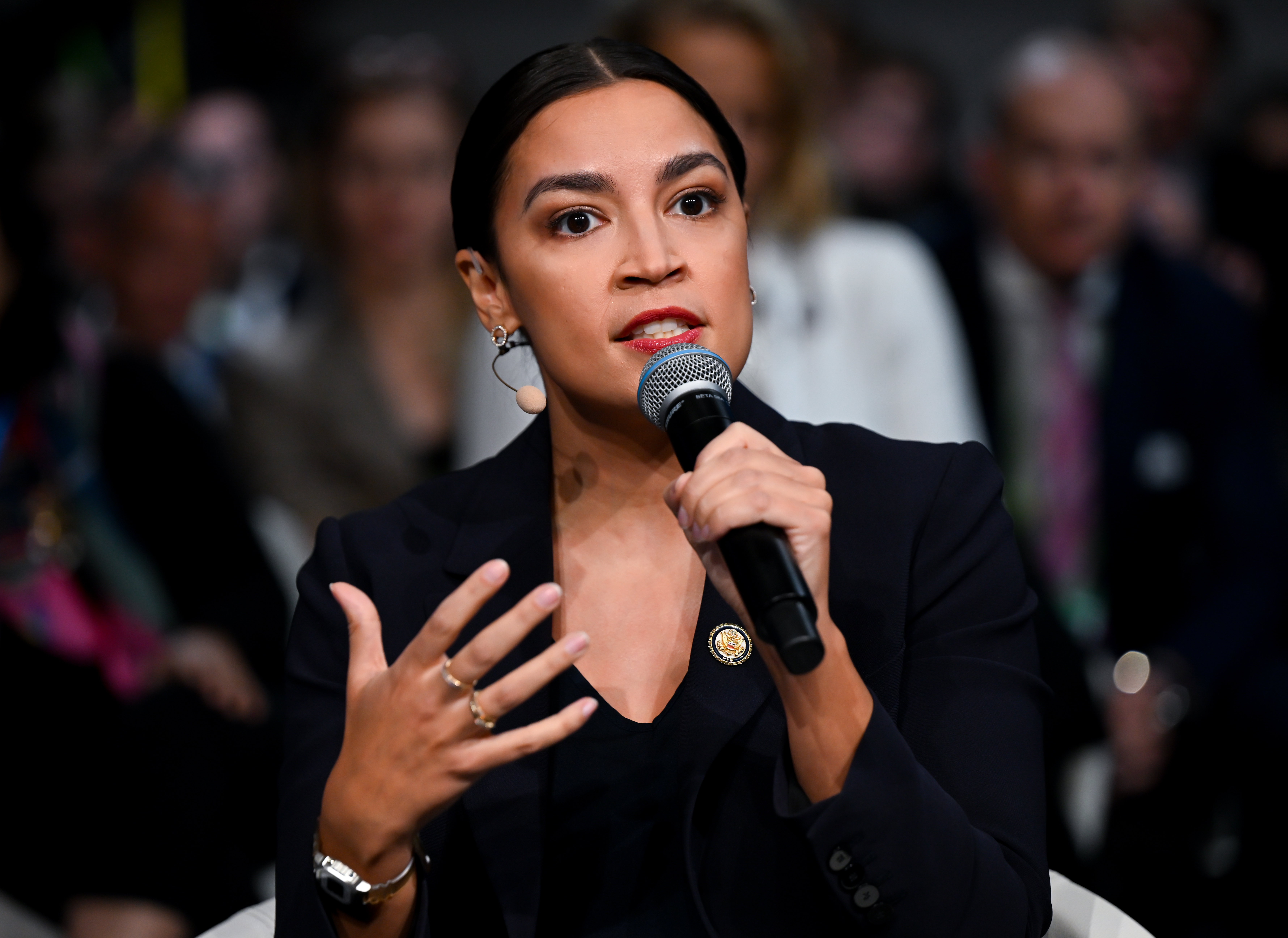13 February 2026, Bavaria, Munich: Alexandria Ocasio-Cortez, US politician, takes part in the Munich Security Conference. Photo: Sven Hoppe/dpa (Photo by Sven Hoppe/picture alliance via Getty Images)
