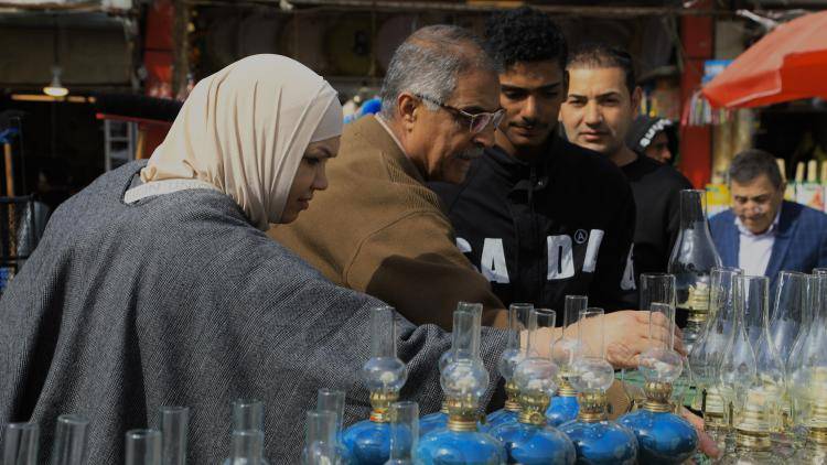 A market stall selling alternative lighting in Baghdad