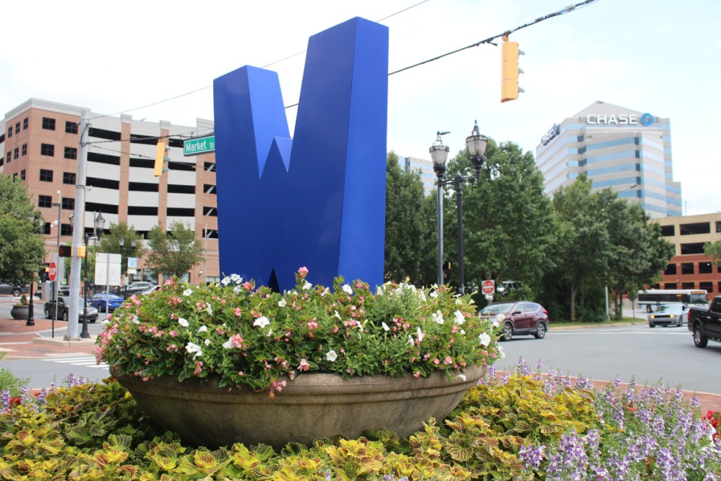 The W statue in Wilmington, Delaware, is seen in spring 2024.