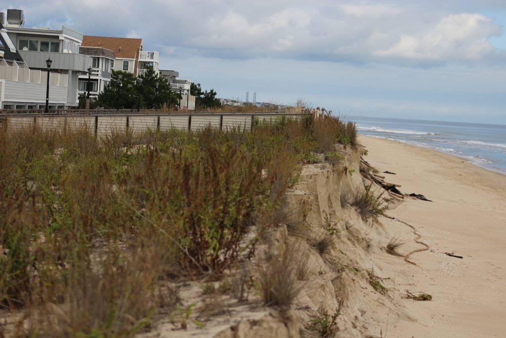 Scarping seen in Bethany Beach's dunes after a nor'easter in late September 2026.