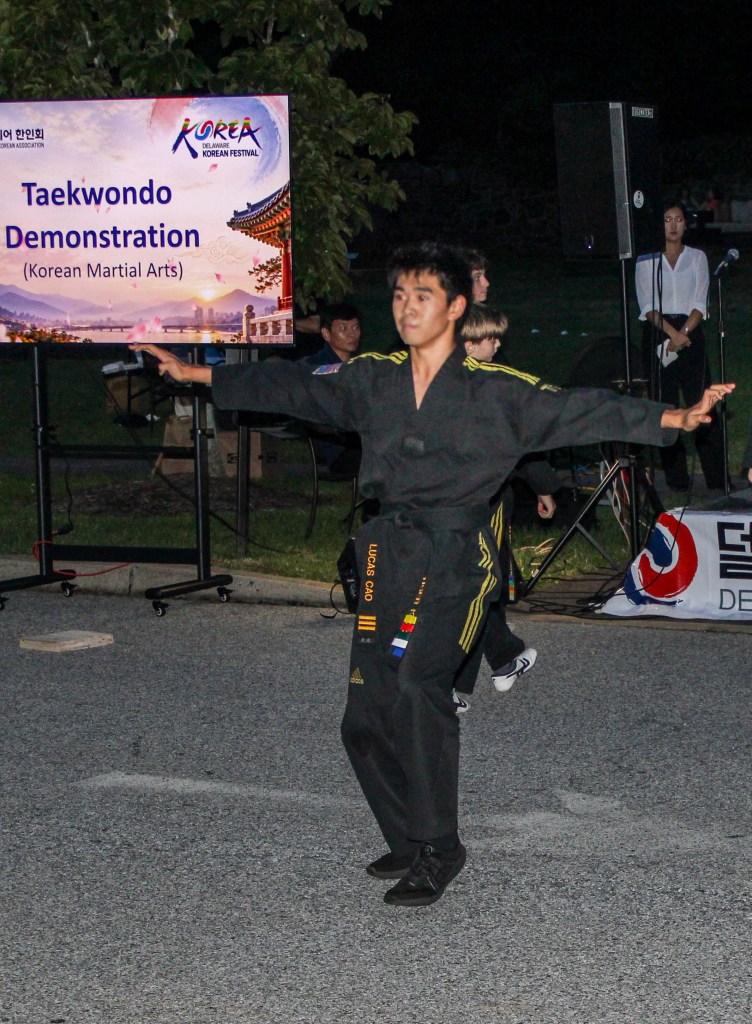 A man demonstrates taekwondo