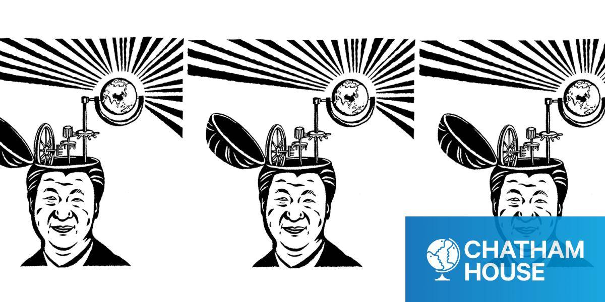Illustration depicting Xi Jinping with a globe emerging from his head