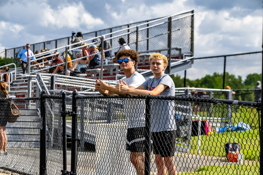 A small group of fans take in all the action as the teams ramp up for the start of the season.