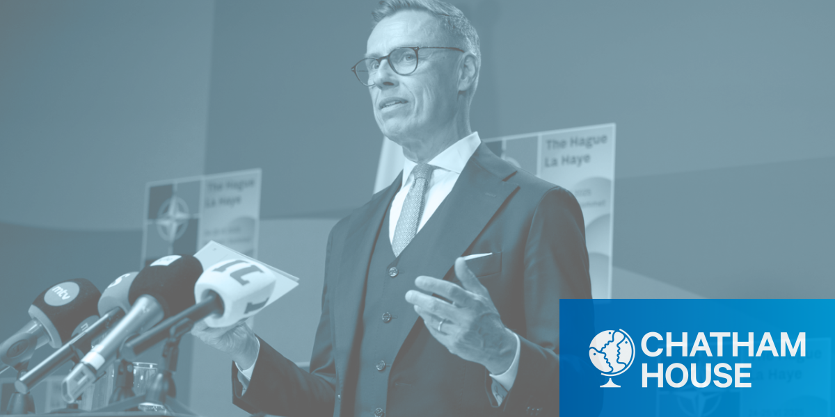 Alexander Stubb speaking at the NATO summit.